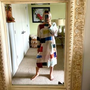 Winsome Goods Silk Block Pattern Midi Dress